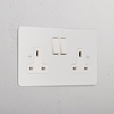 Double Socket UK _ Paintable White