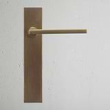 Clayton Long Plate Fixed Door Handle - Antique Brass 