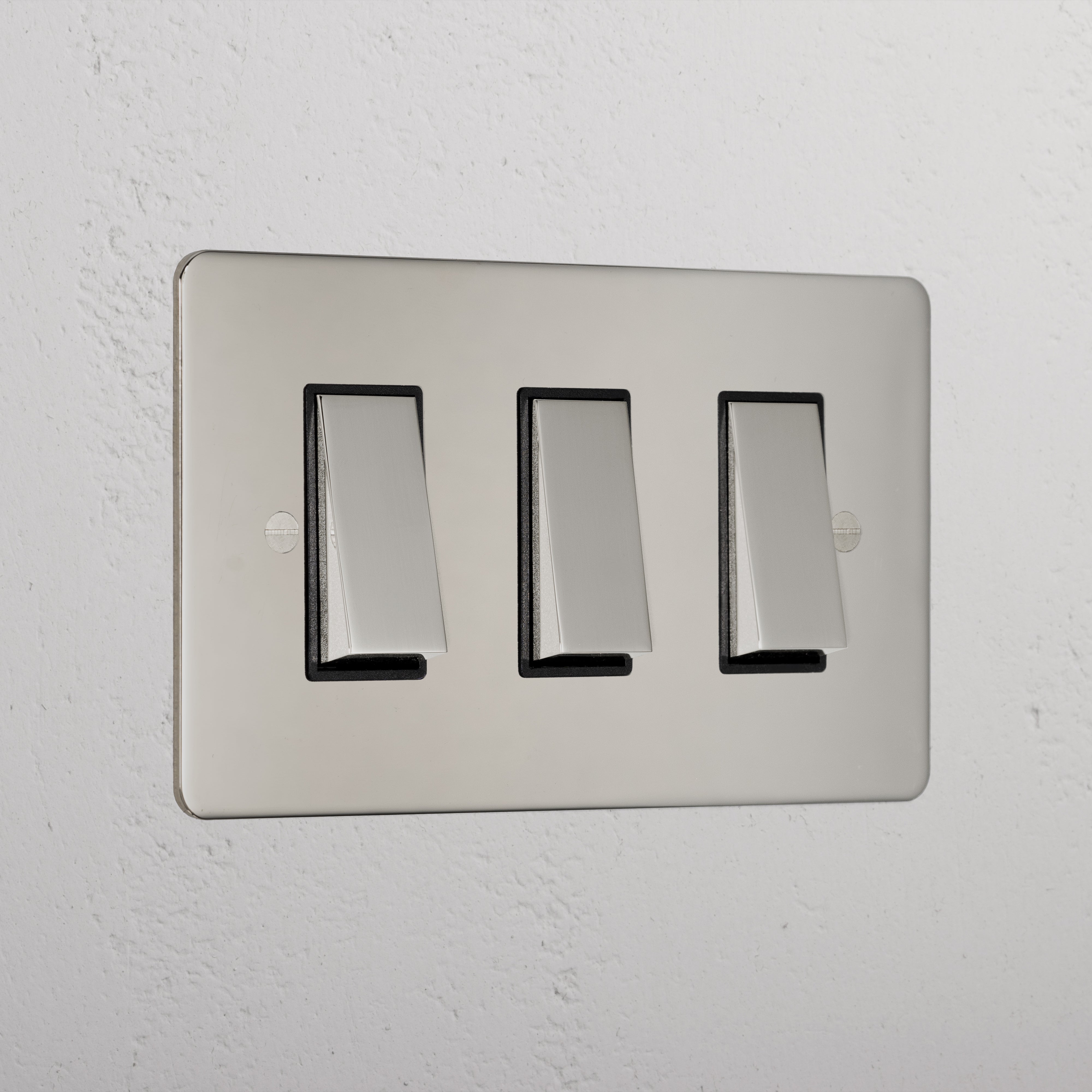 3G Two Way Rocker Switch - Polished Nickel Black