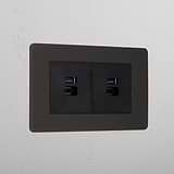 Bronze Interior 2x Usb A+C Fast Charge Socket Black