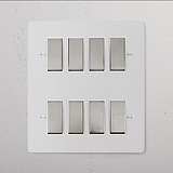 8G Two Way Rocker Switch - Paintable Polished Nickel White