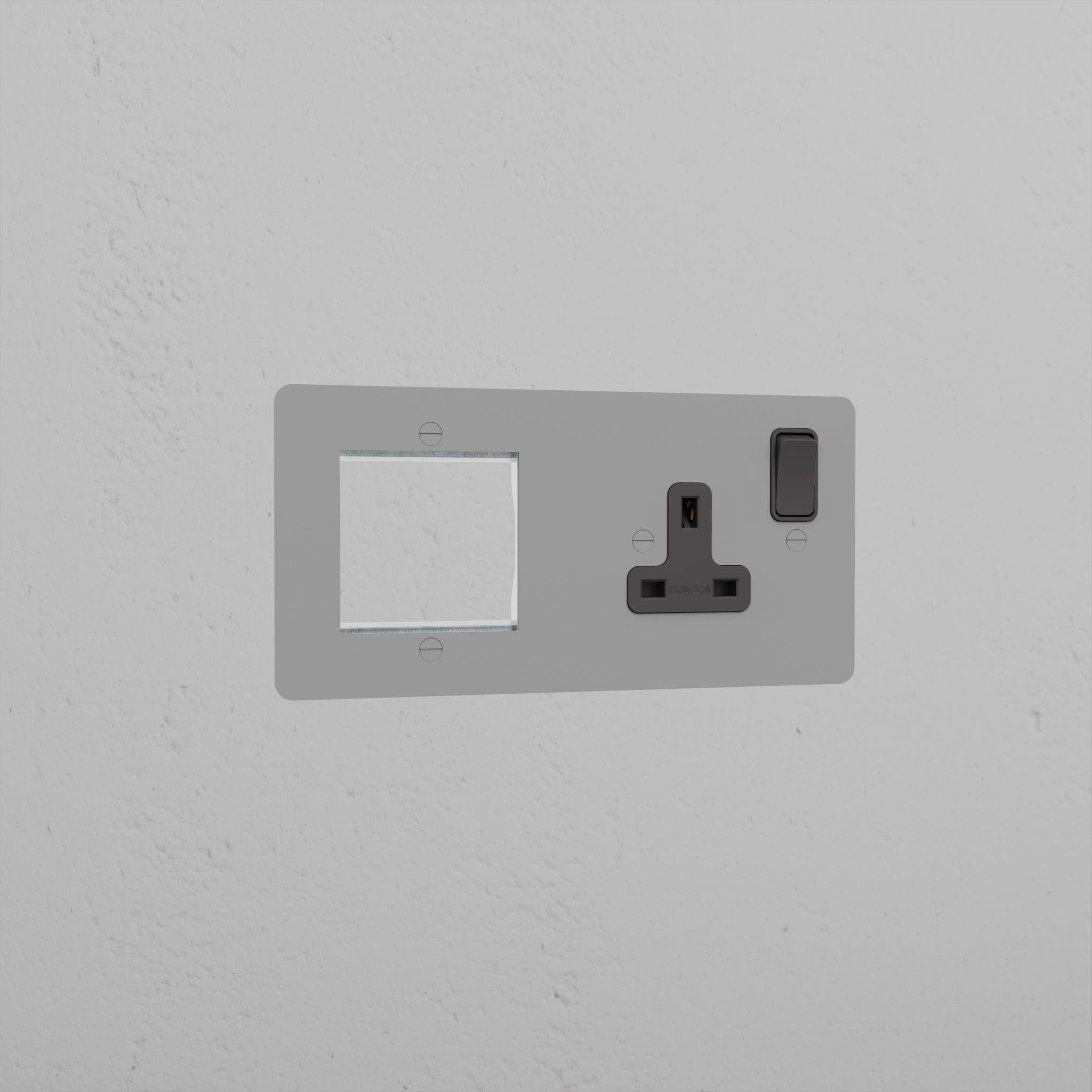 1G 50mm Module & Single Socket UK Plate _ Paintable Black