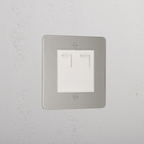 Luxury Polished Nickel 2x Cat6 Socket White