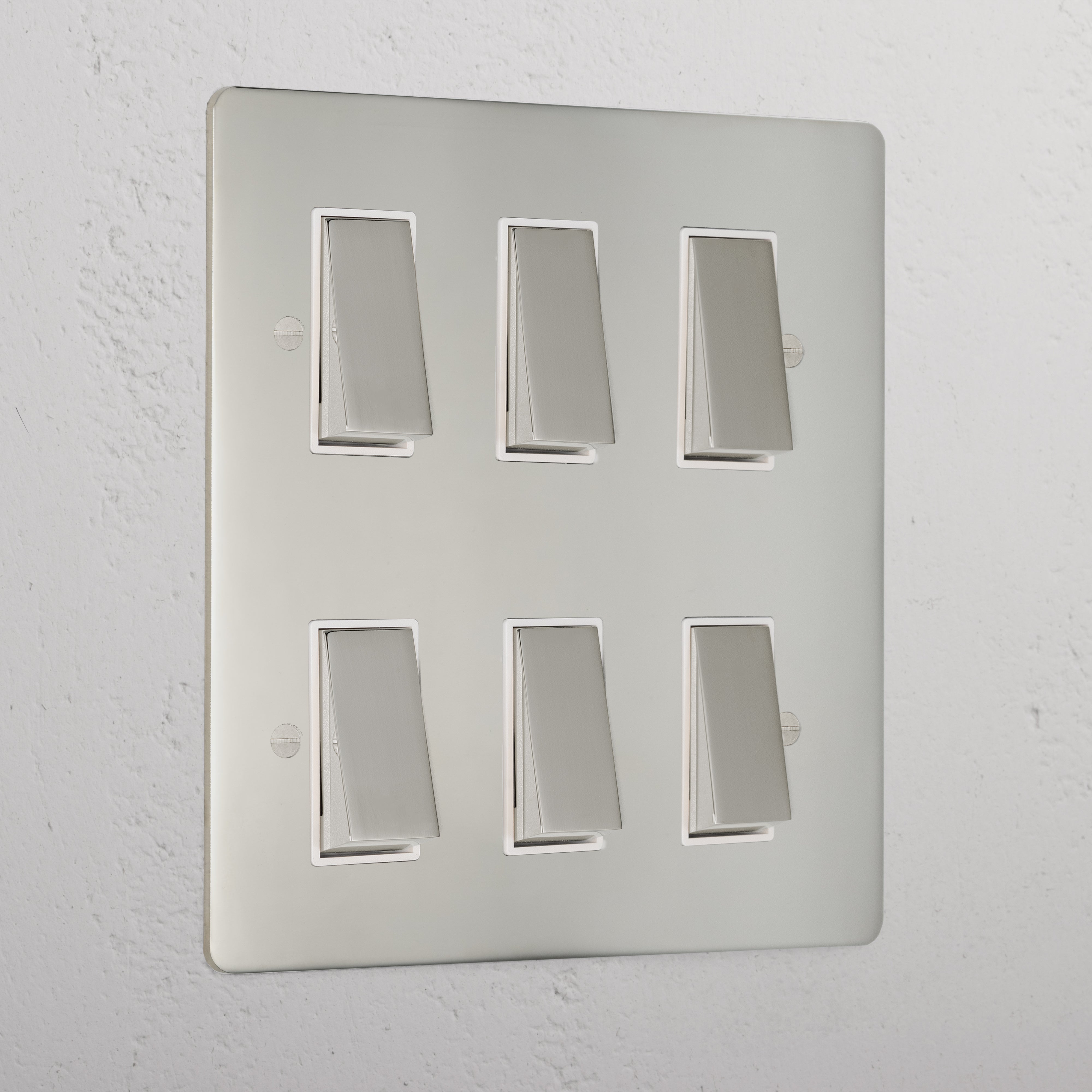 6G Two Way Rocker Switch - Polished Nickel White