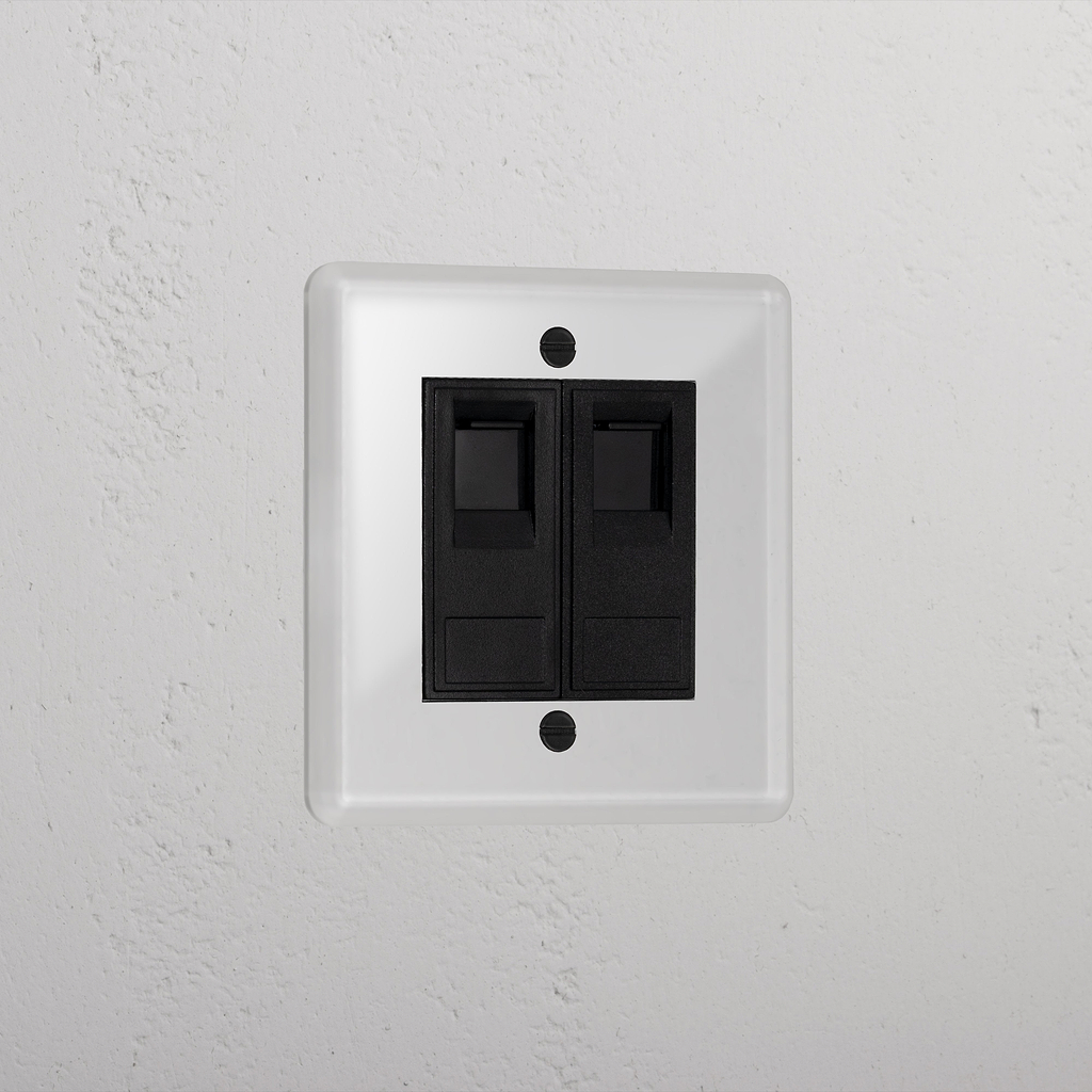 Clear 2x Cat6 Luxury Socket Black