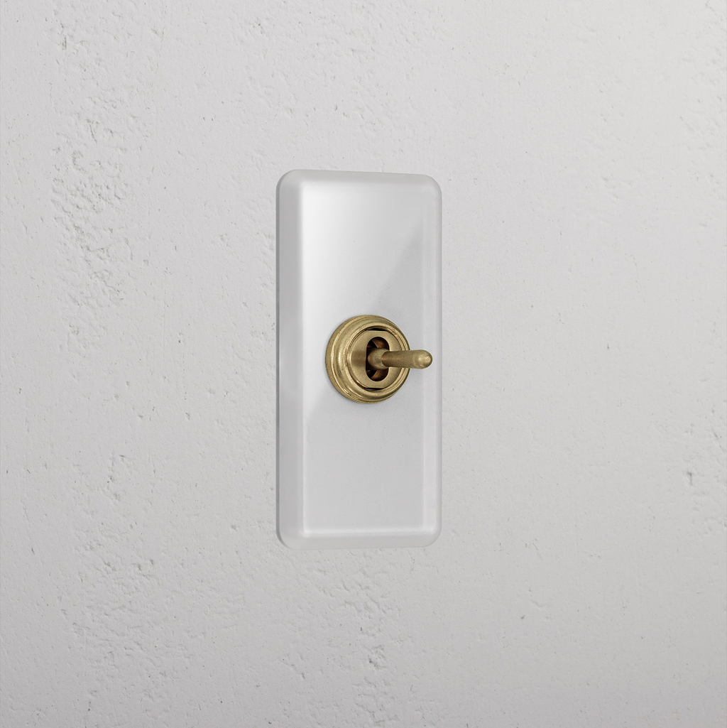 1G Architrave Centre Retractive Toggle Switch - Clear Antique Brass