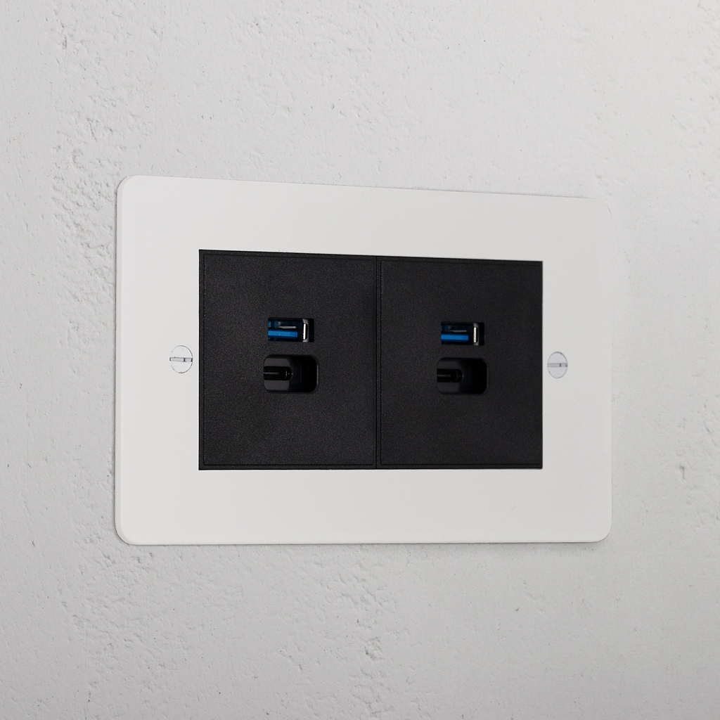 2X USB A+C Fast Charge Socket _ Paintable Black