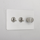 3G Mixed Switch 2T1D - Paintable Polished Nickel