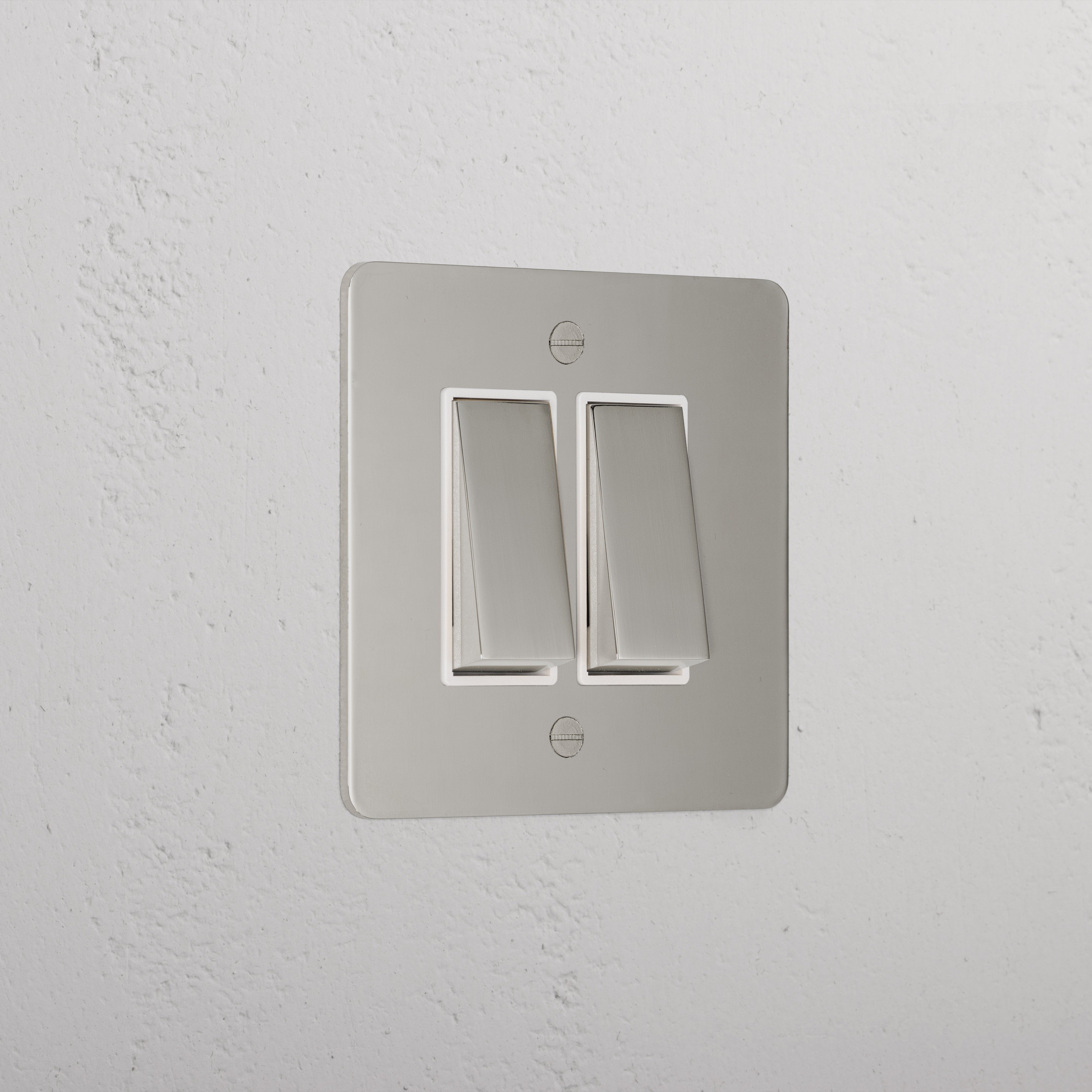 2G Two Way Rocker Switch - Polished Nickel White