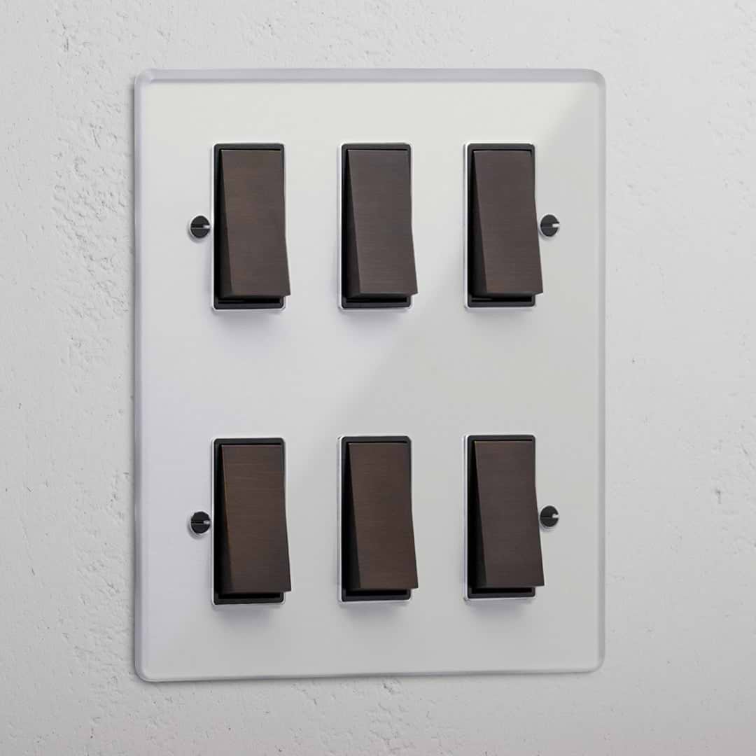 6G Two Way Rocker Switch - Clear Bronze Black