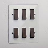 6G Two Way Rocker Switch - Clear Bronze Black