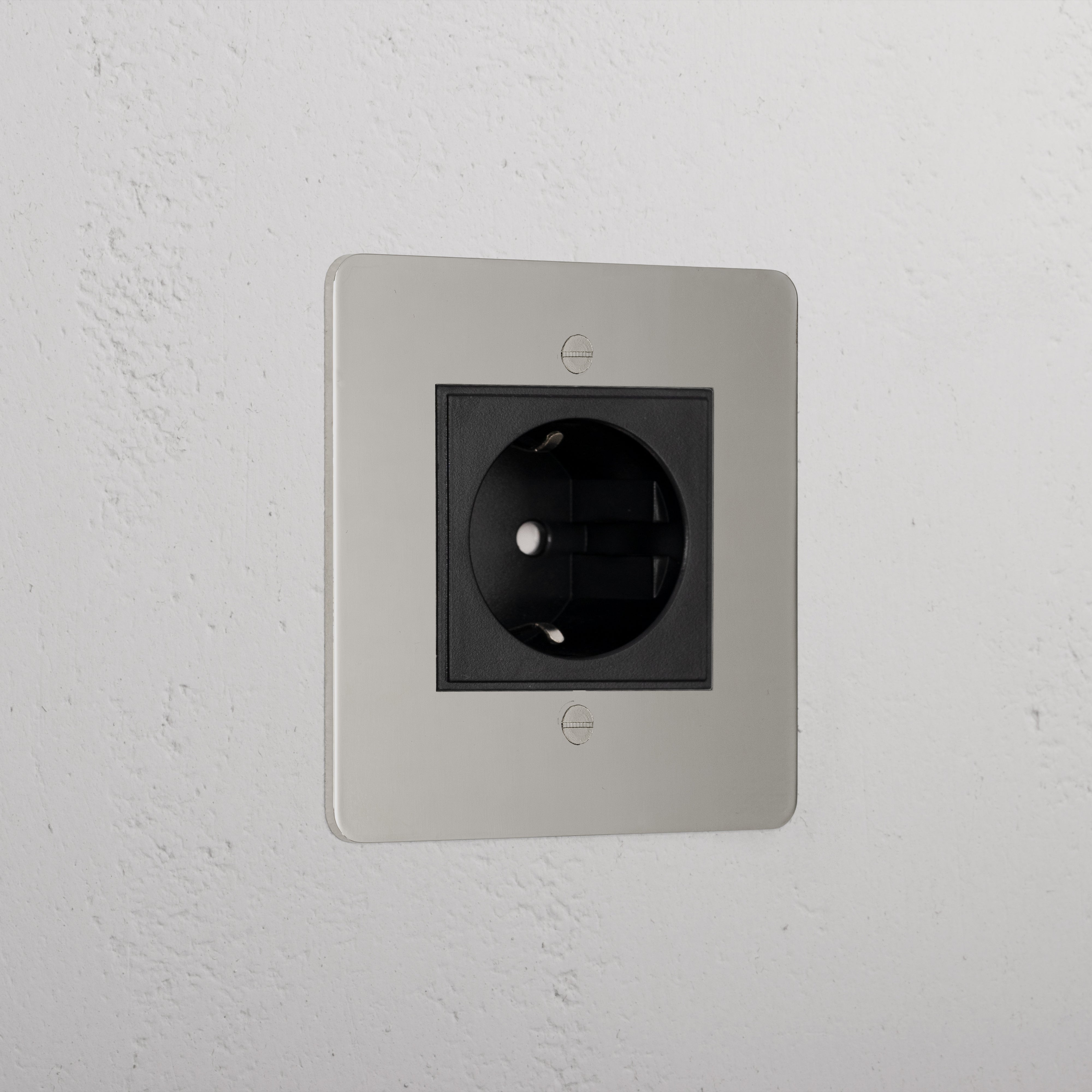 Elegant Polished Nickel Shuko Socket Black