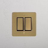 2G Two Way Rocker Switch - Antique Brass Black