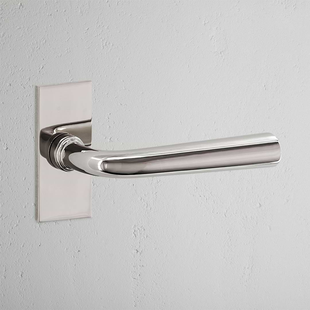 Apsley Short Plate Fixed Door Handle - Polished Nickel