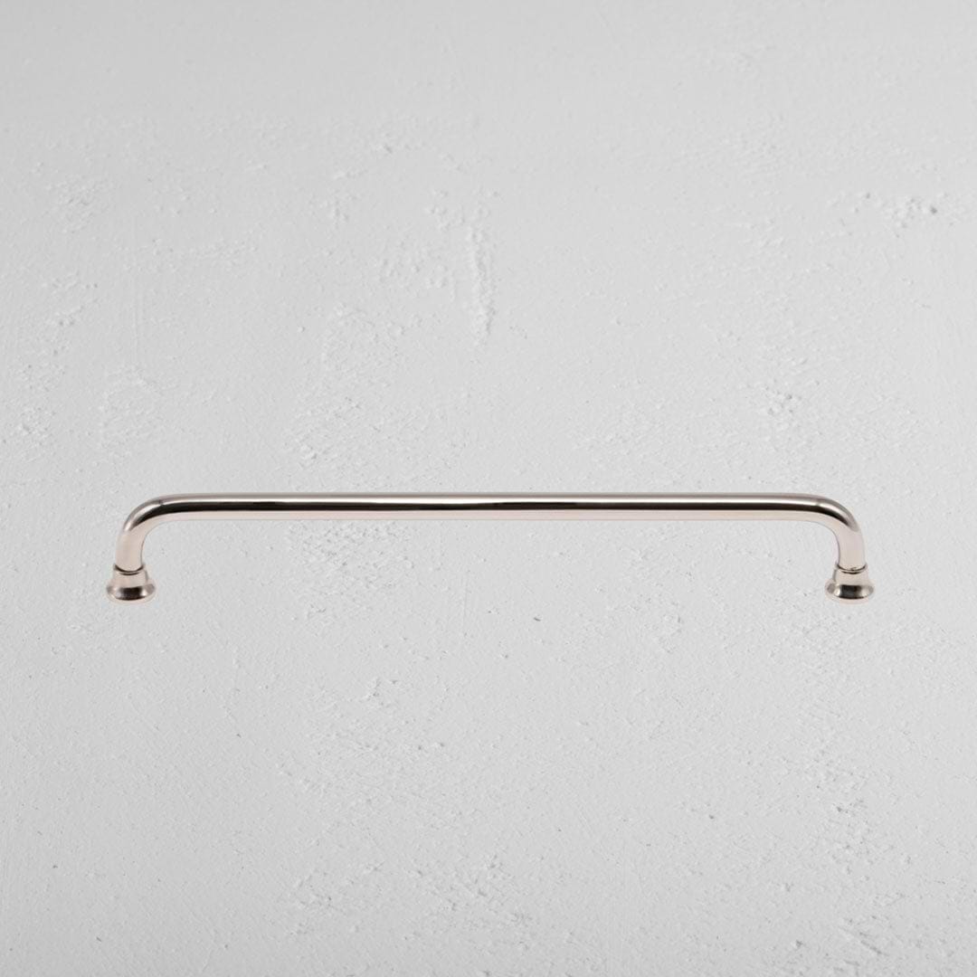 Polished Nickel Sycamore Furniture Handle On White Background