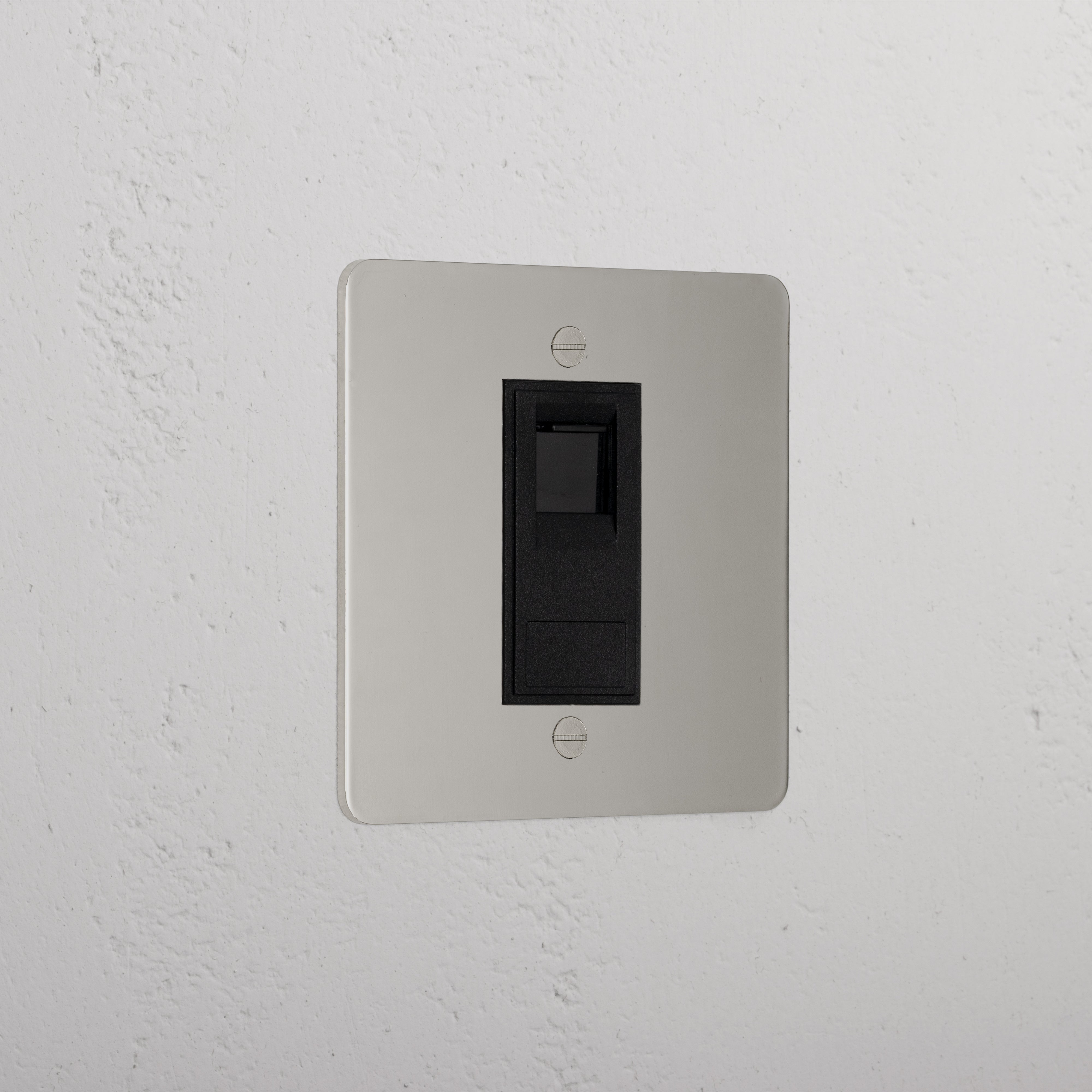 Designer Polished Nickel Cat6 Socket Black