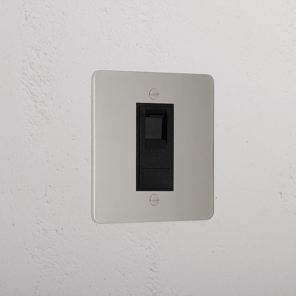 Designer Polished Nickel Cat6 Socket Black