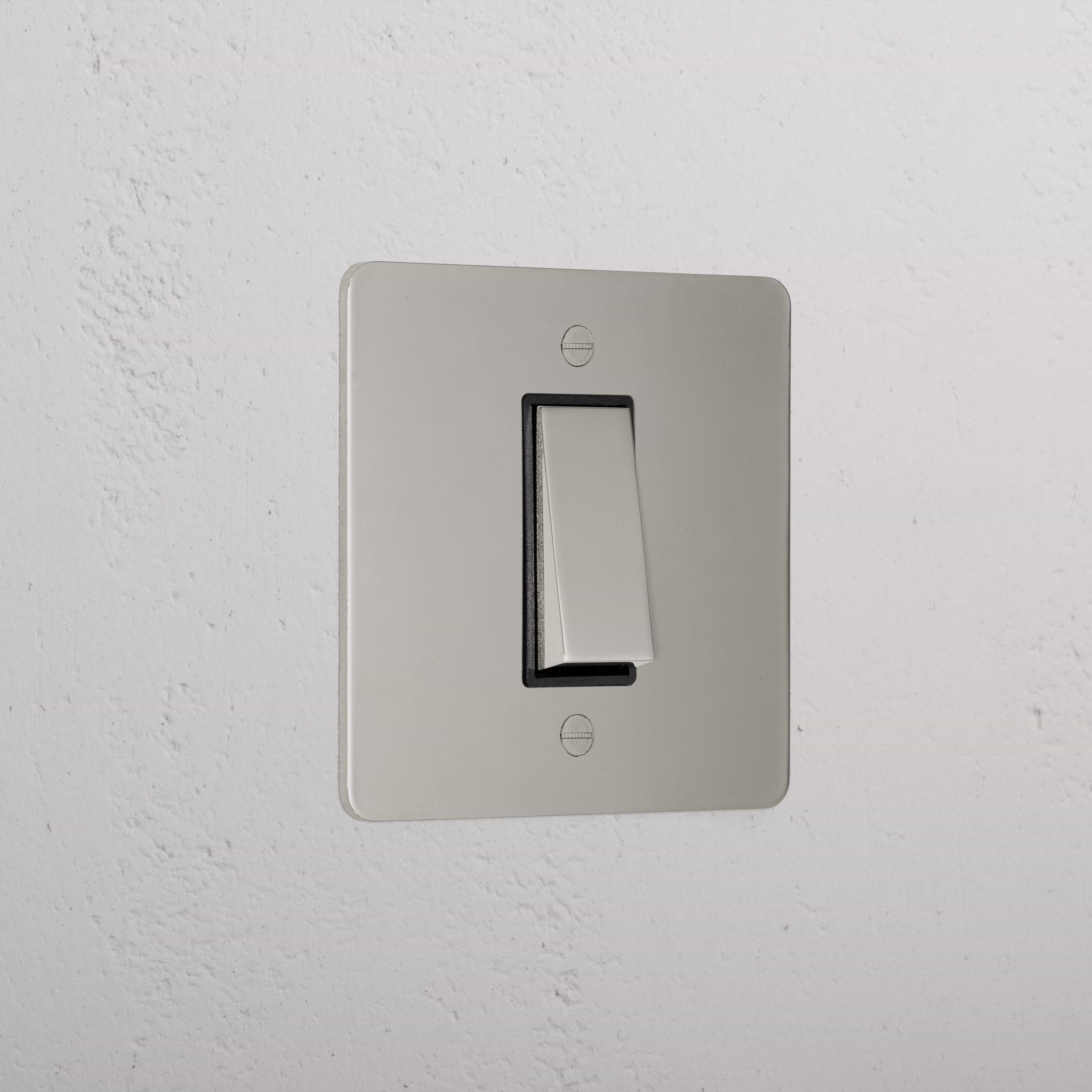 1G Retractive Rocker Switch - Polished Nickel Black