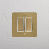 2G Two Way Rocker Switch - Antique Brass White