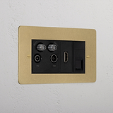 Elegant Antique Brass Tv Aerial And Hdmi And Cat6 Socket Black