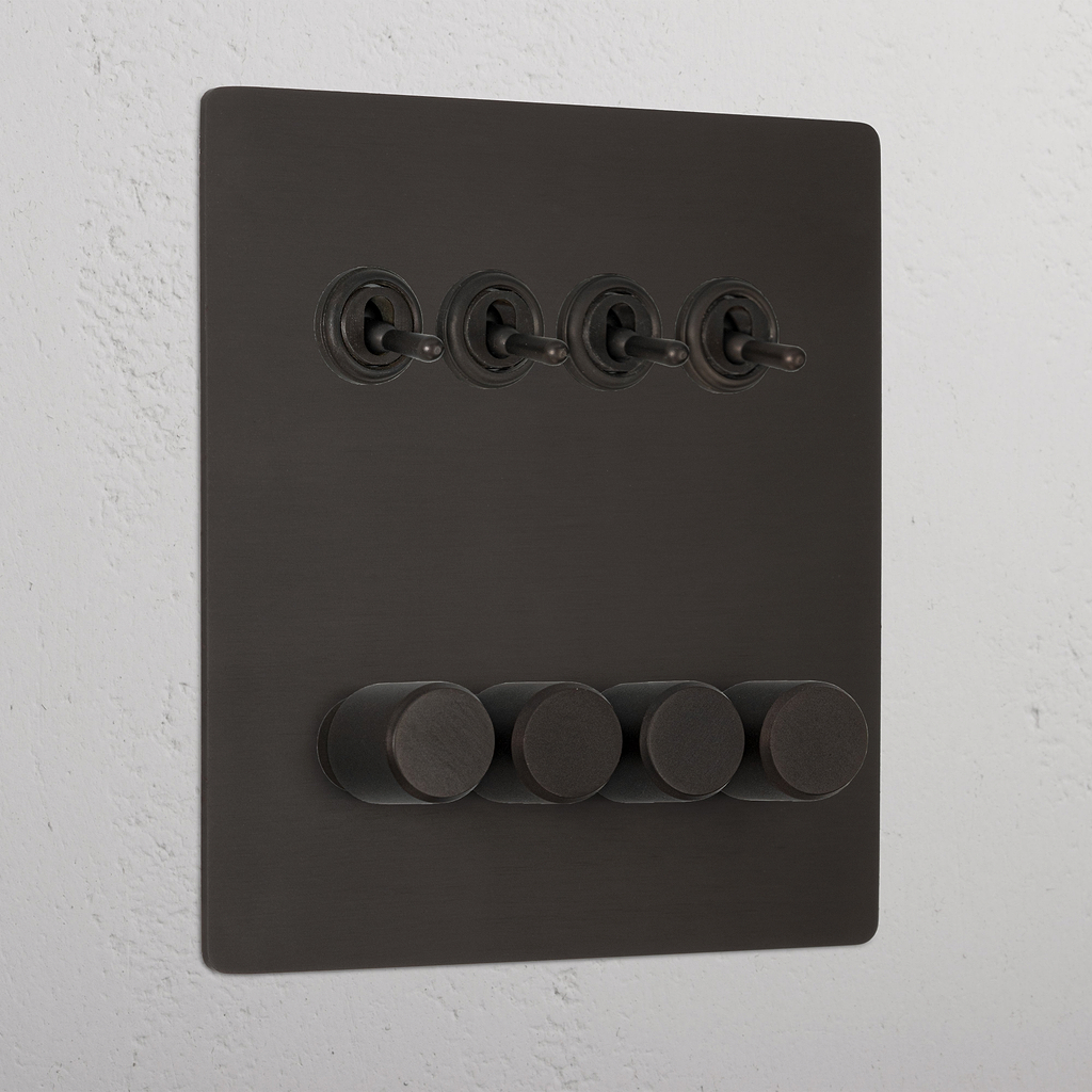 Bronze Vintage 8 Gang Mixed Light Switch