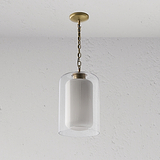 Windsor Medium Pendant Light Opal Glass - Antique Brass
