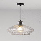 Brookfield Large Pendant Light Fluted Glass - Bronze