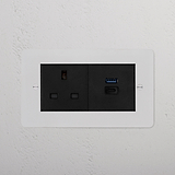 13A Socket + USB A+C Fast Charge - Paintable Black