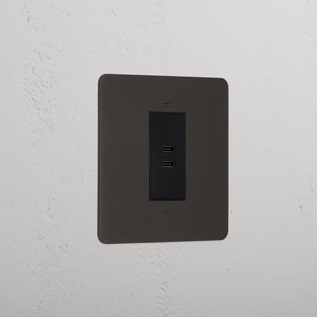 Bronze Vintage Usb C+C Socket Black