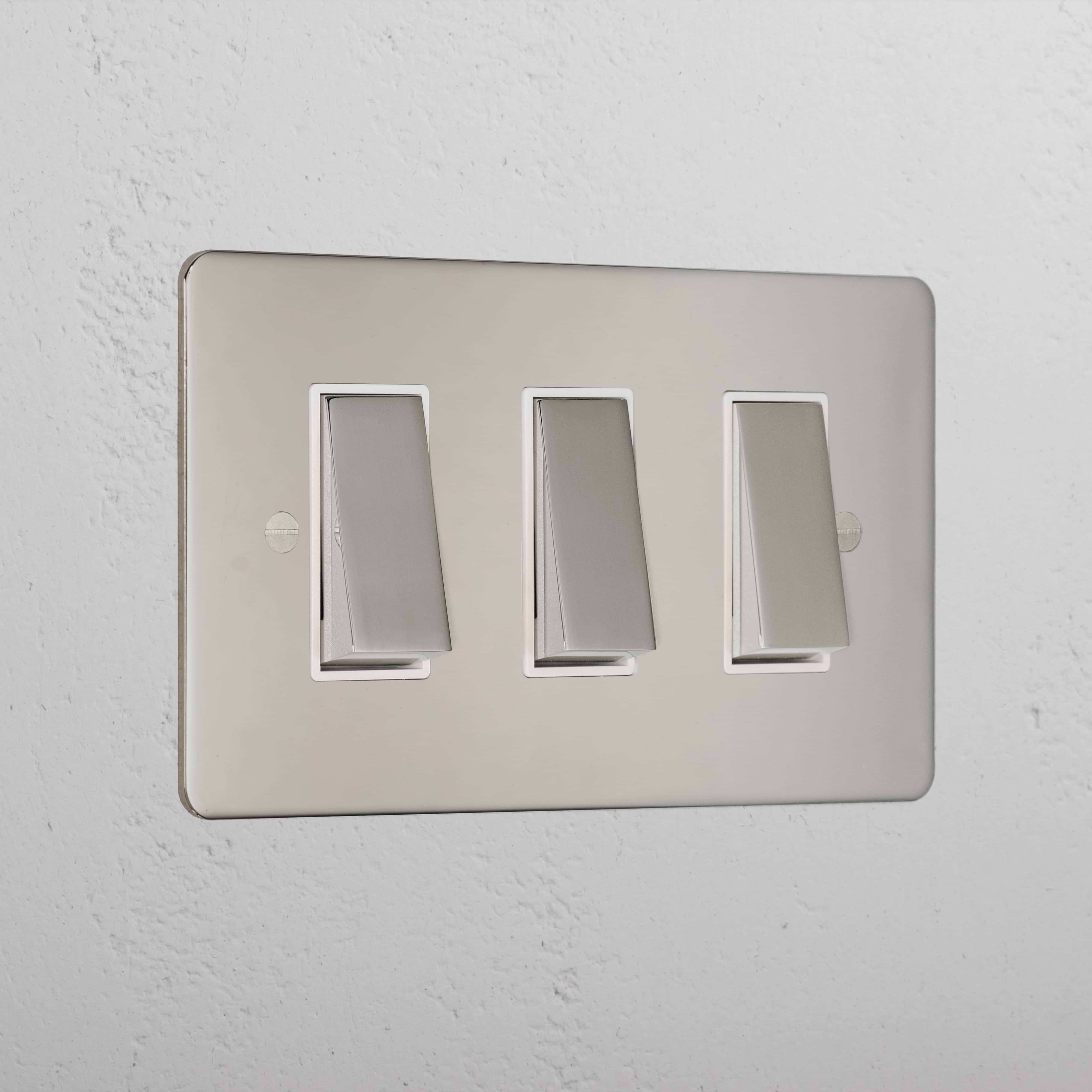 3G Two Way Rocker Switch - Polished Nickel White