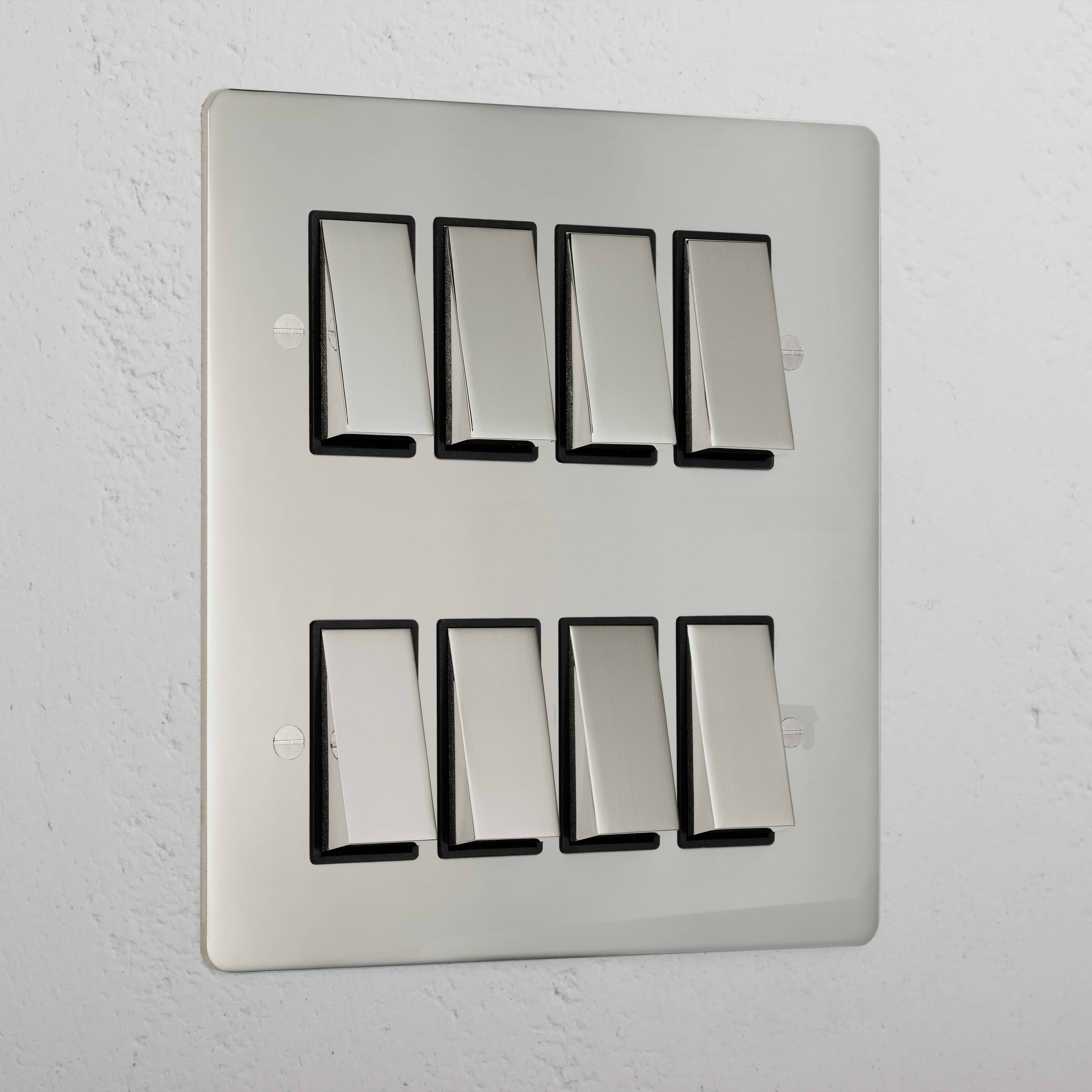 8G Two Way Rocker Switch - Polished Nickel Black