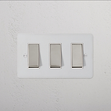 3G Two Way Rocker Switch - Paintable Polished Nickel White