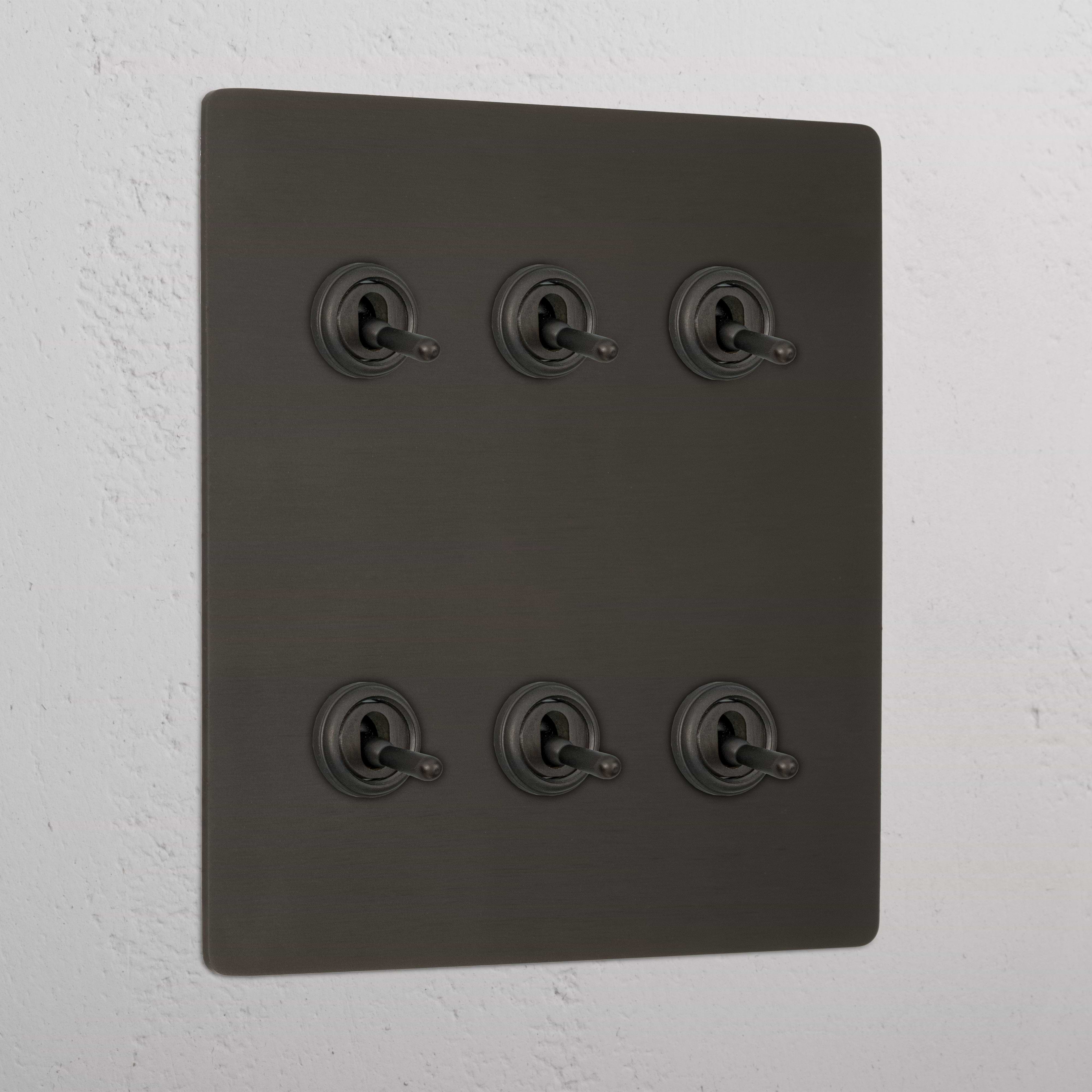 Bronze Premium 6 Gang 2 Way Toggle Light Switch