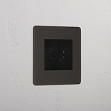 Bronze Modern 2x Usb C+C Socket Black