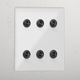 Clear Bronze 6 Gang 2 Way Interior Toggle Light Switch