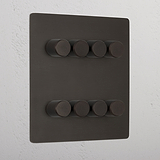 Bronze Designer 8 Gang 2 Way Dimmer Light Switch