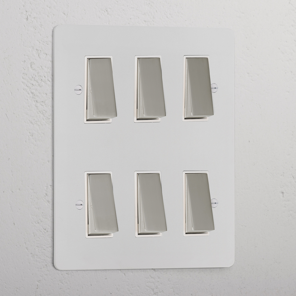 6G Two Way Rocker Switch _ Paintable Polished Nickel White