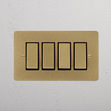 4G Two Way Rocker Switch - Antique Brass Black