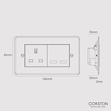 13A Socket + USB A+C Fast Charge - Clear Black