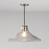 Hammersmith Large Pendant Light Fluted Glass - Polished Nickel