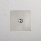 1G Centre Retractive Toggle Switch - Polished Nickel