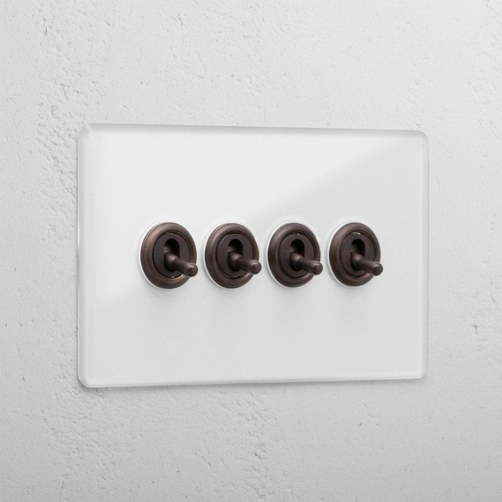 Clear Bronze 4 Gang 2 Way Elegant Toggle Light Switch