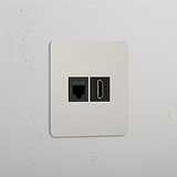 Netzwerk- und High-Definition-Videozubehör: Nickel und Schwarz – RJ45- und HDMI-Modul