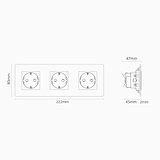 Dreifachrahmen mit 3x Schuko Typ F runder Steckdoseneinsatz – Lackierbar + Schwarz