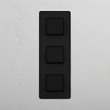 Bronze + Schwarz – 3x vertikaler Wippschalter – Modernes Lichtmanagement – auf weißem Hintergrund