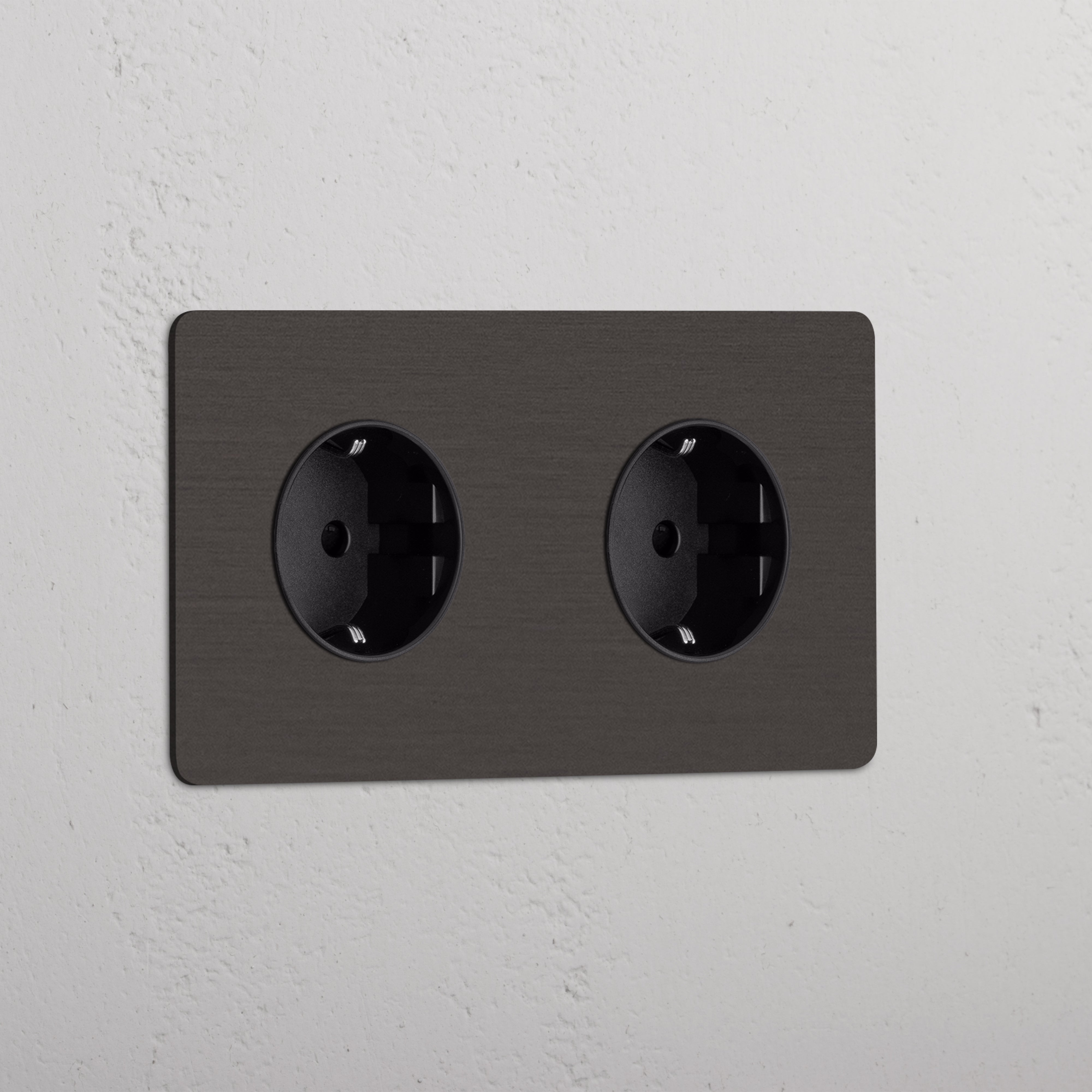 Double 2x Schuko Module - Bronze Black