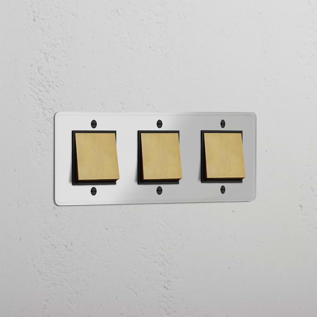 Dreifachrahmen mit Wippen – Durchsichtig + Antikes Messing + Schwarz – mit 3 Positionen – Moderne Lichtlösung
