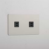 Doppel-USB-Netzteil – Poliertes Nickel + Schwarz – Zwei-Port-USB-Ladezubehör