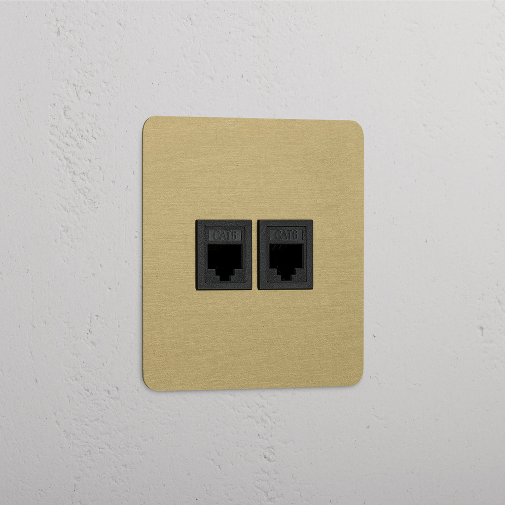 RJ45-Anschluss 1x in Einfachrahmen – Antikes Messing + Schwarz