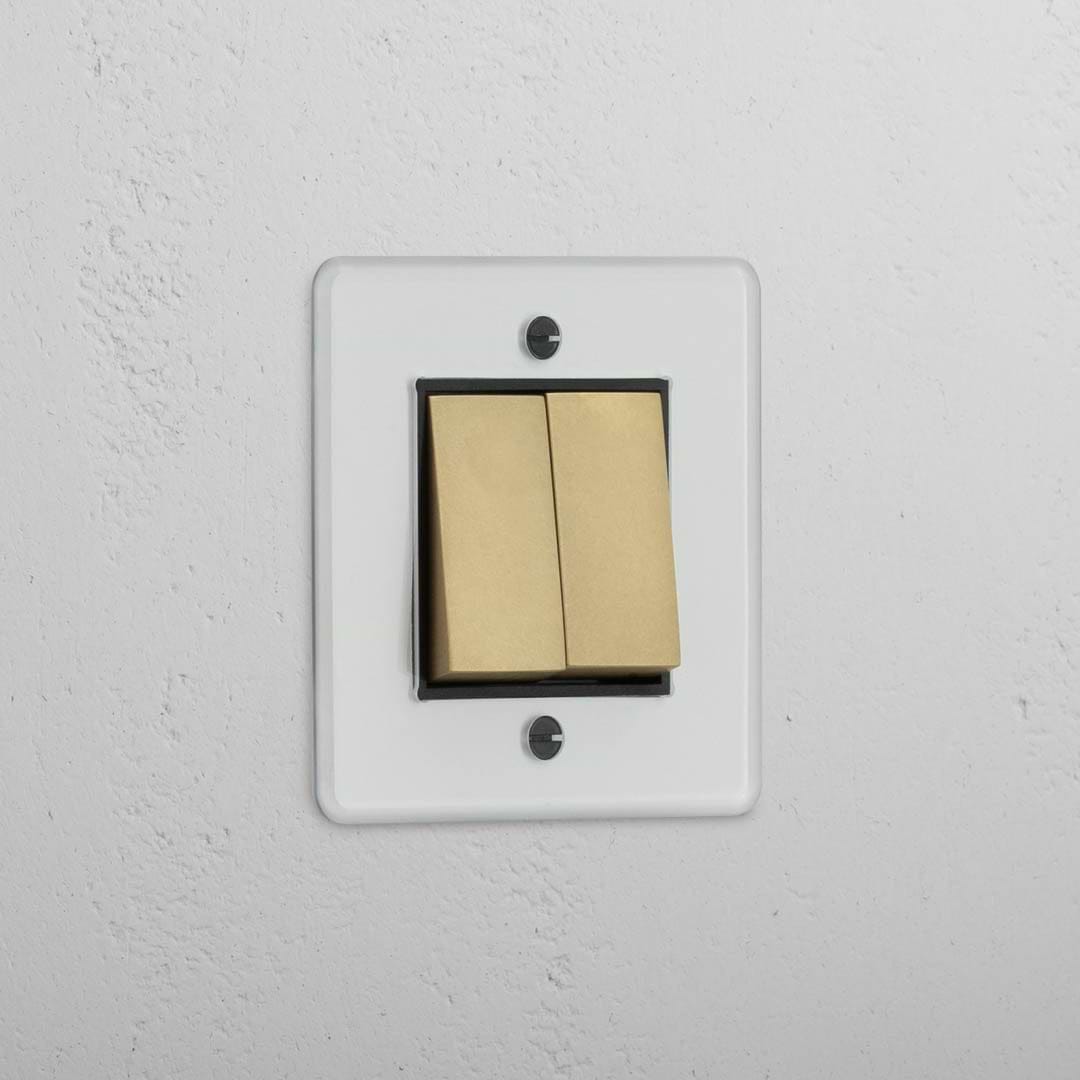 Stilvoller transparenter Wippschalter mit 2 Positionen – Durchsichtig + Antikes Messing + Schwarz – Nahtloses Lichtbedienungswerkzeug